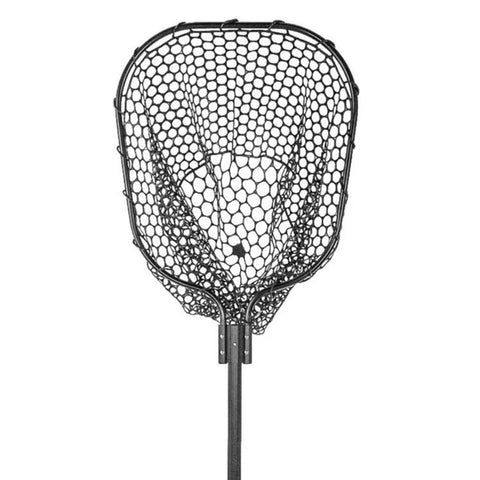 YakAttack 16” x 19” Landing Net with 24” Long Telescoping Handle and Rubber Netting, Black