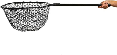 YakAttack 16” x 19” Landing Net with 24” Long Telescoping Handle and Rubber Netting, Black