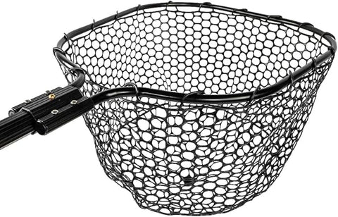 YakAttack 16” x 19” Landing Net with 24” Long Telescoping Handle and Rubber Netting, Black