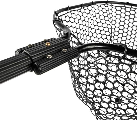 YakAttack 16” x 19” Landing Net with 24” Long Telescoping Handle and Rubber Netting, Black