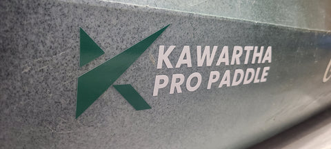 Kawartha Pro Paddle Decal 8.5x2.5 Glozzy White Letter