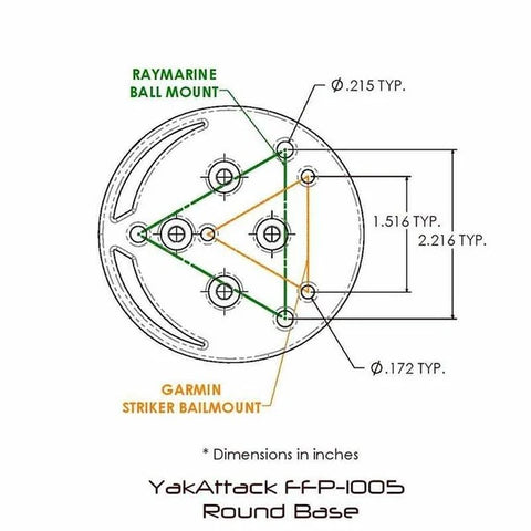 YakAttack Round Base Fish Finder Mount with Track Mounted LockNLoad™ Mounting System