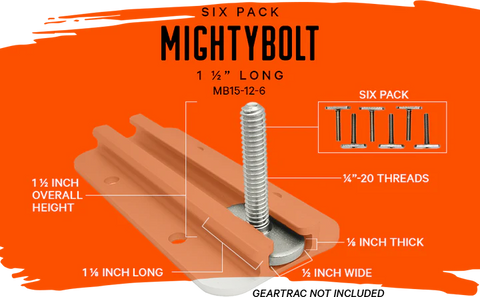 YakAttack MightyBolt™, 1" lg - 1/2 wide, 6 pack
