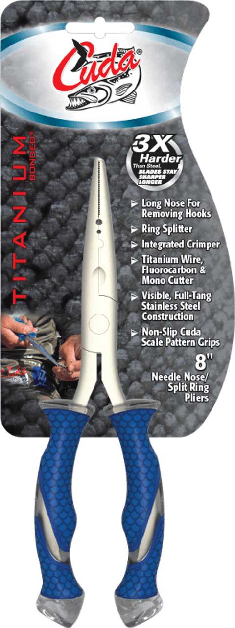 Cuda - 8" Titanium Bonded Stainless Steel Freshwater Plier with Ring Splitter