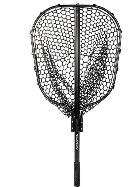 YakAttack - 16” x 19” Landing Net with 35.5” Long Telescoping Handle and Rubber Netting, Black