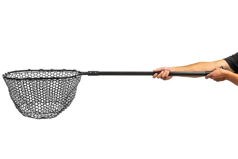 YakAttack - 16” x 19” Landing Net with 35.5” Long Telescoping Handle and Rubber Netting, Black